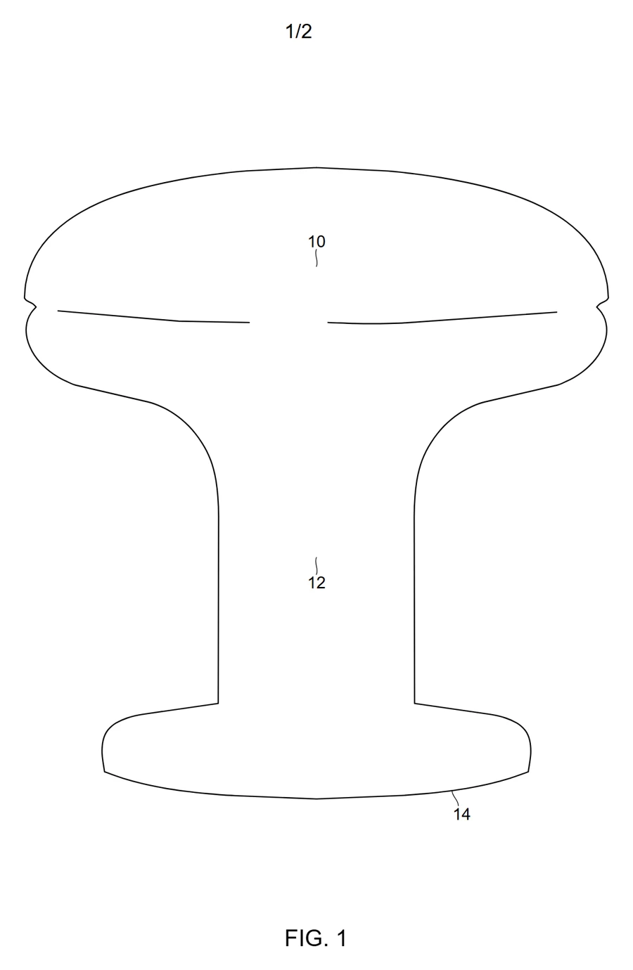 Disegno al tratto del pomello ricavato dalla foto, con i numeri di riferimento 10, 12 e 14